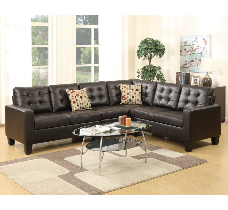 A&J Homes Studio Gertruda 128" Wide Faux Leather Right Hand Facing Sofa